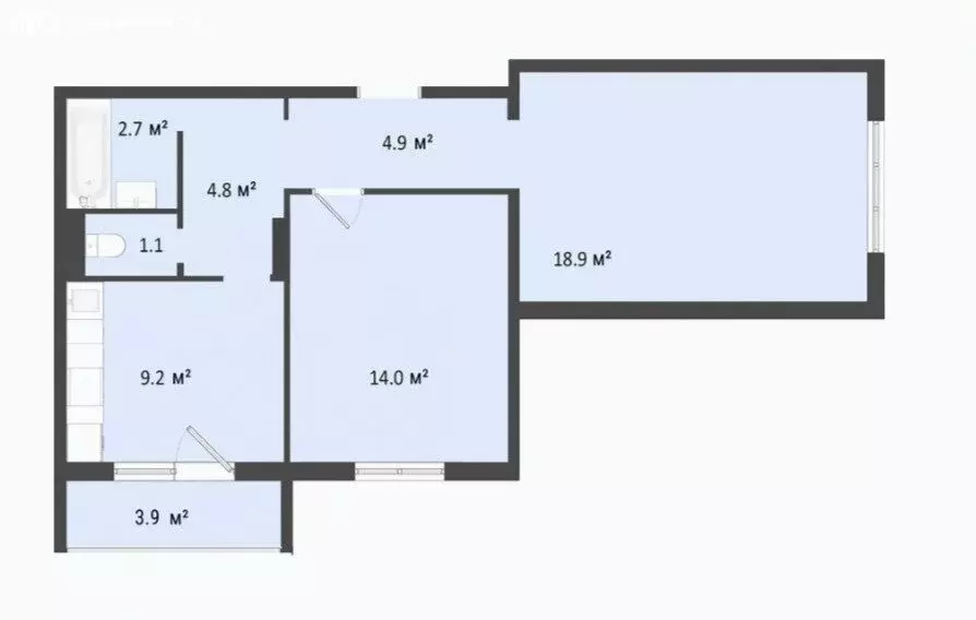 2-комнатная квартира: Омск, микрорайон Заозёрный, улица Сергея ... - Фото 1
