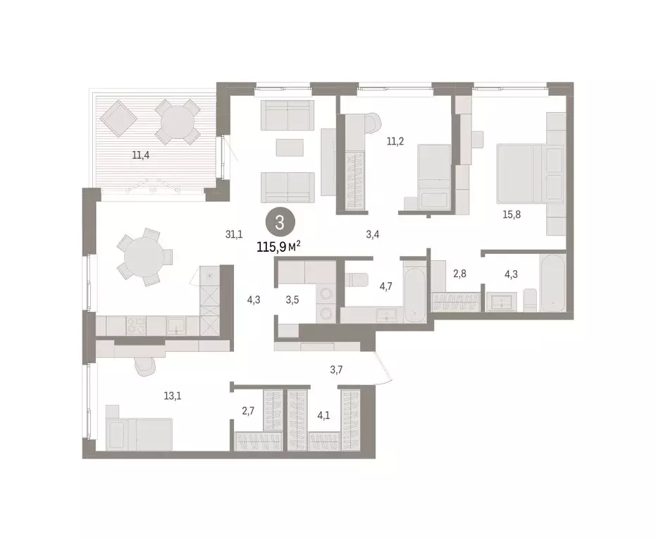 3-к кв. Пермский край, Пермь ул. Солдатова, 25 (115.9 м) - Фото 2