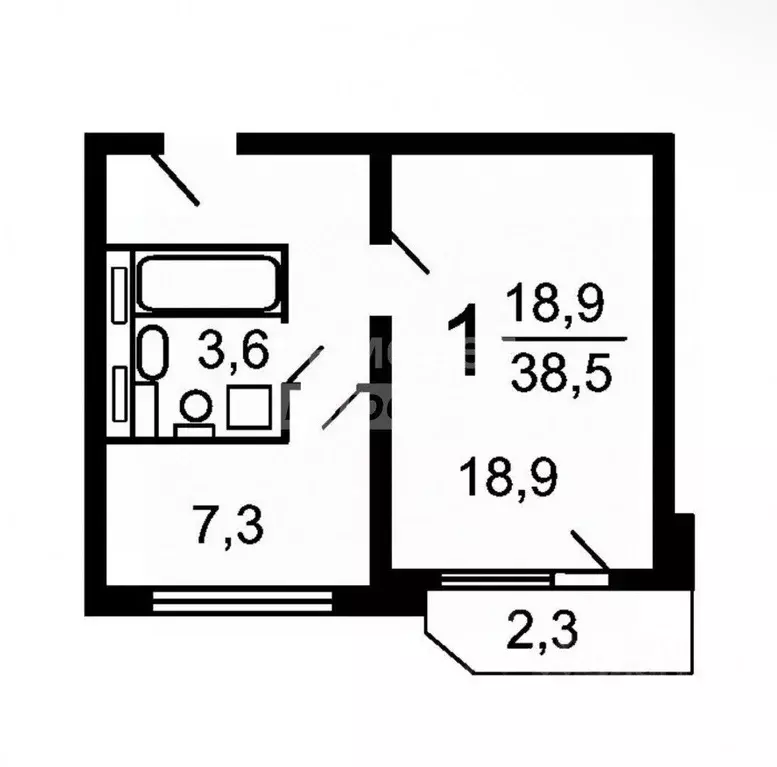Квартира, 1 комната, 38 м - Фото 1