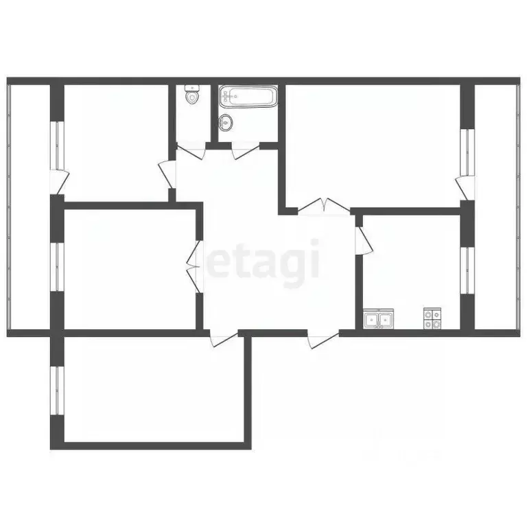 4-к кв. Коми, Усинск ул. 60 лет Октября, 1 (84.8 м) - Фото 1