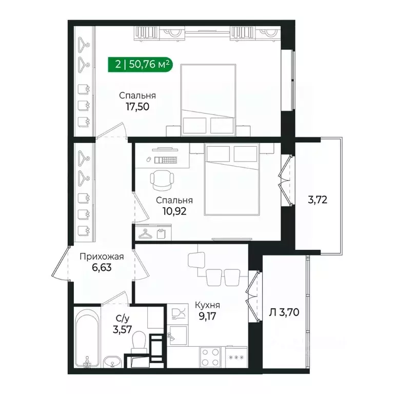 2-к кв. Ленинградская область, Сертолово Всеволожский район, ... - Фото 1