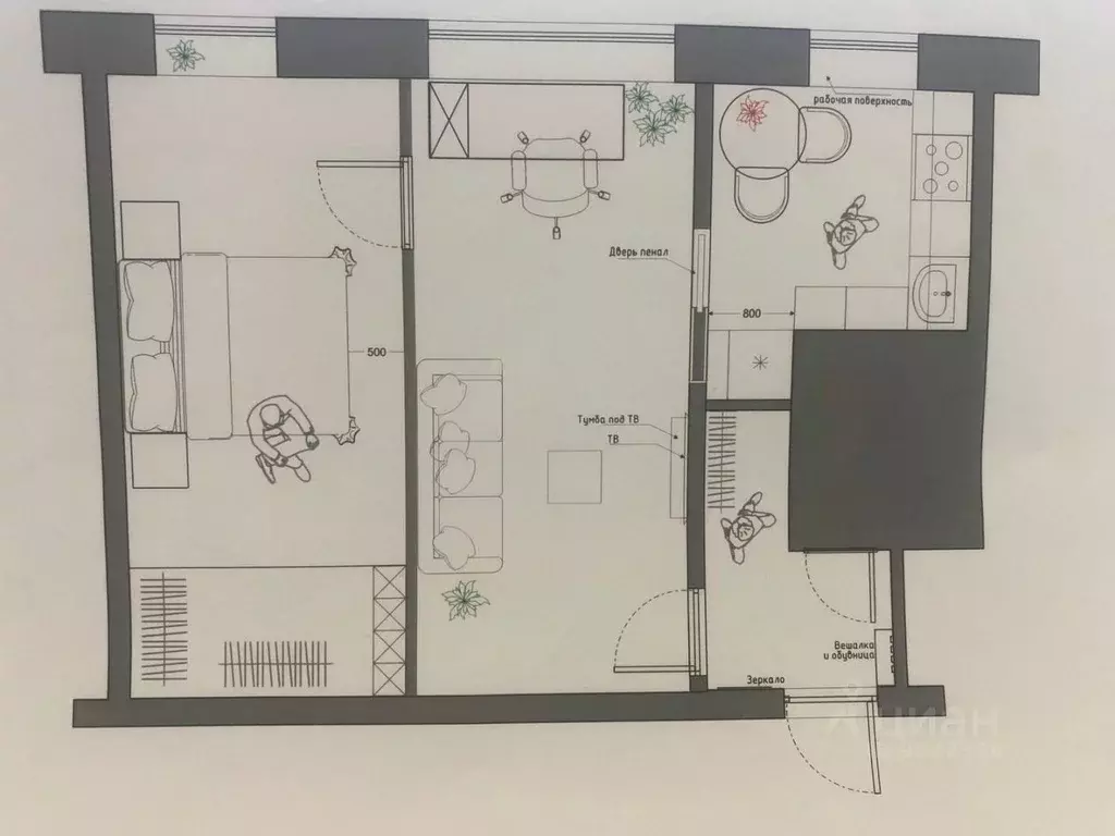 2-к кв. Татарстан, Казань ул. Гагарина, 10 (40.5 м) - Фото 2