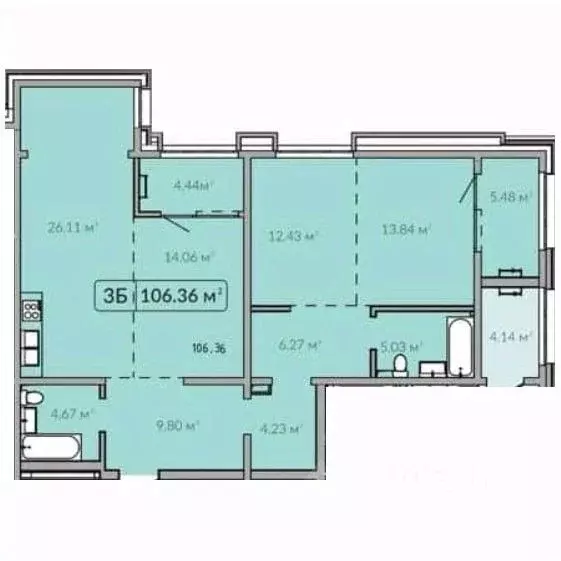 3-к кв. Иркутская область, Иркутск Байкальская ул., 91 (106.36 м) - Фото 0