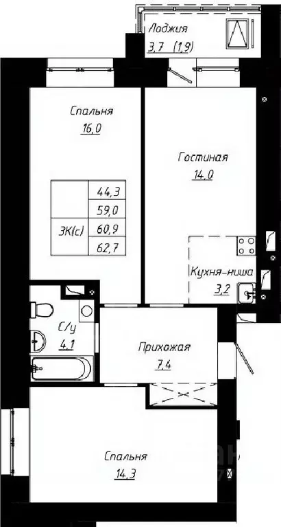 3-к кв. Алтайский край, Барнаул ул. Чернышевского, 189к1 (60.9 м) - Фото 0