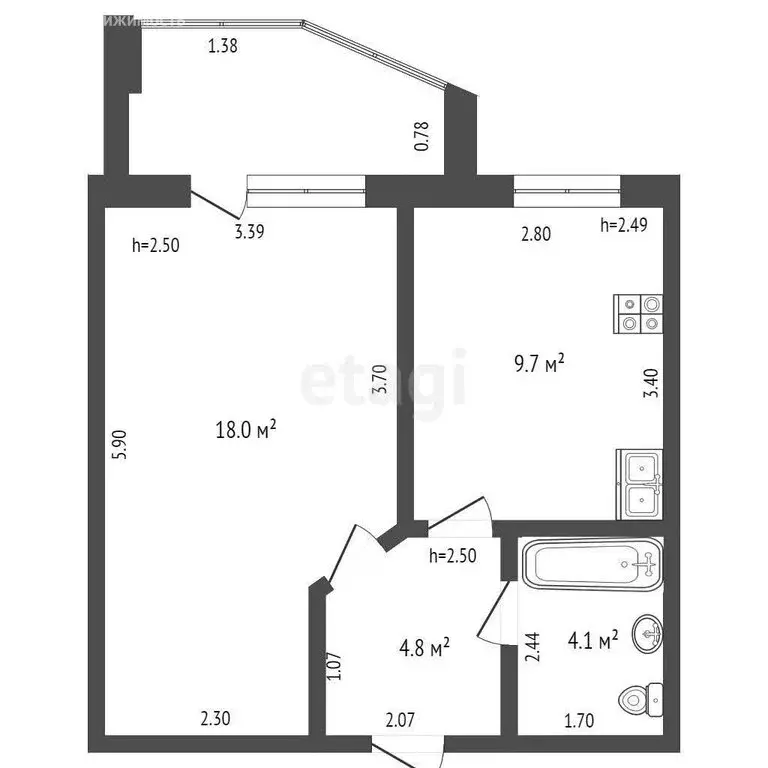 1-комнатная квартира: Ижевск, Красная улица, 118к2 (33.8 м) - Фото 1