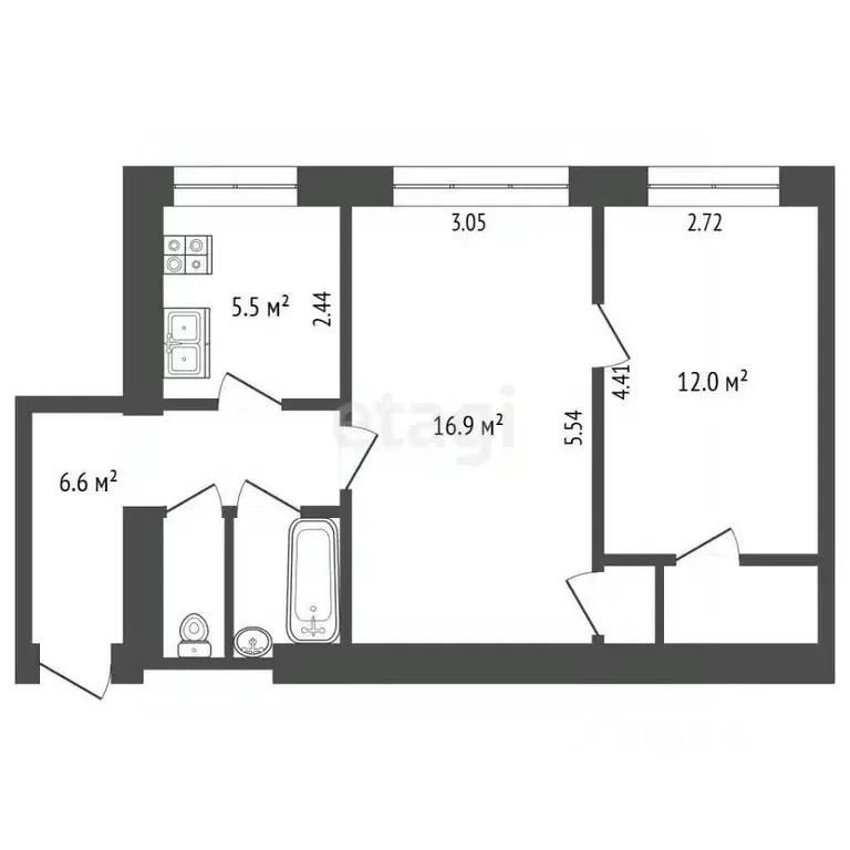 2-к кв. Москва Дмитровское ш., 19К1 (47.2 м) - Фото 2