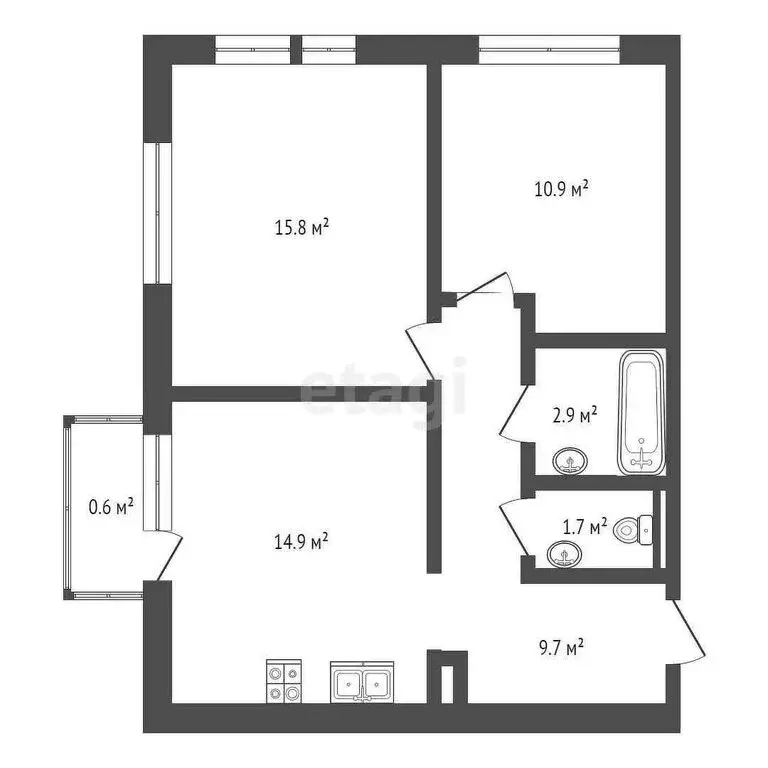 2-комнатная квартира: Тюмень, Полевая улица, 117к1 (55.4 м) - Фото 0