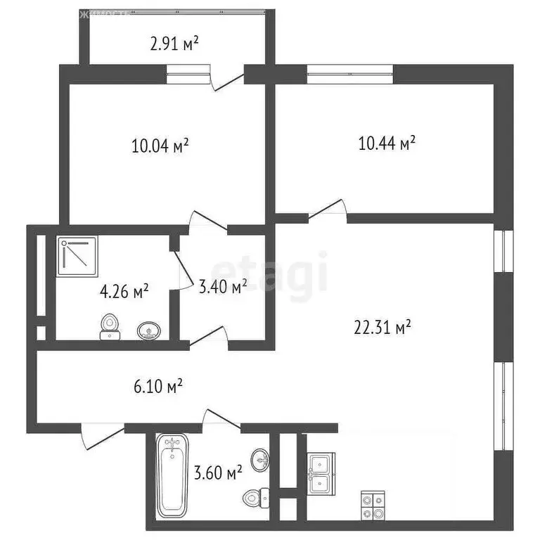 2-комнатная квартира: Тюмень, Героев Сталинградской битвы, 11 (60 м) - Фото 0