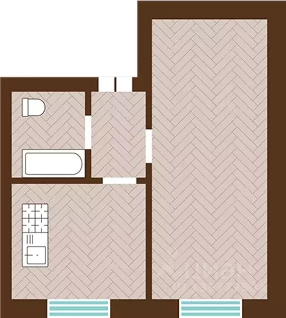 1-к кв. Калининградская область, Гурьевский муниципальный округ, пос. ... - Фото 1