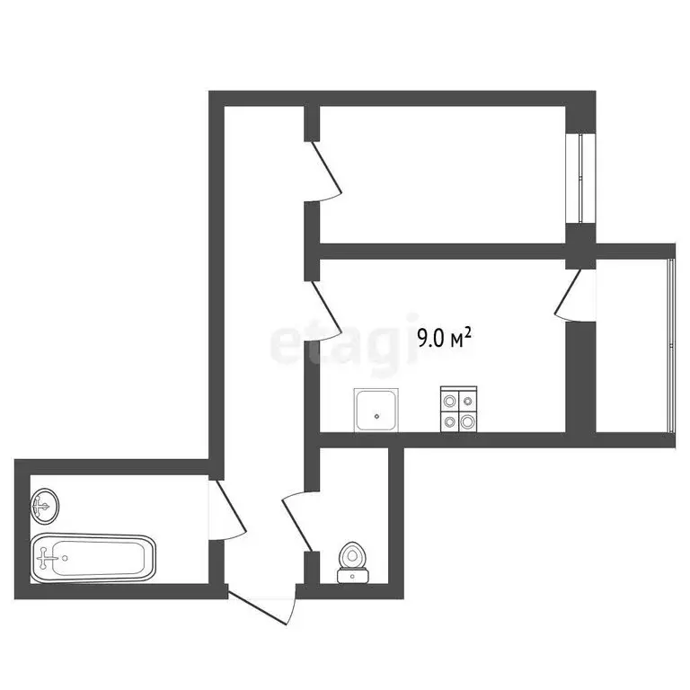 1-комнатная квартира: Тобольск, 15-й микрорайон, 16 (30 м) - Фото 1
