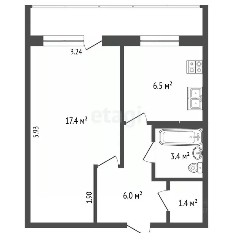1-к кв. Татарстан, Альметьевск ул. Юнуса Аминова, 9А (34.7 м) - Фото 1