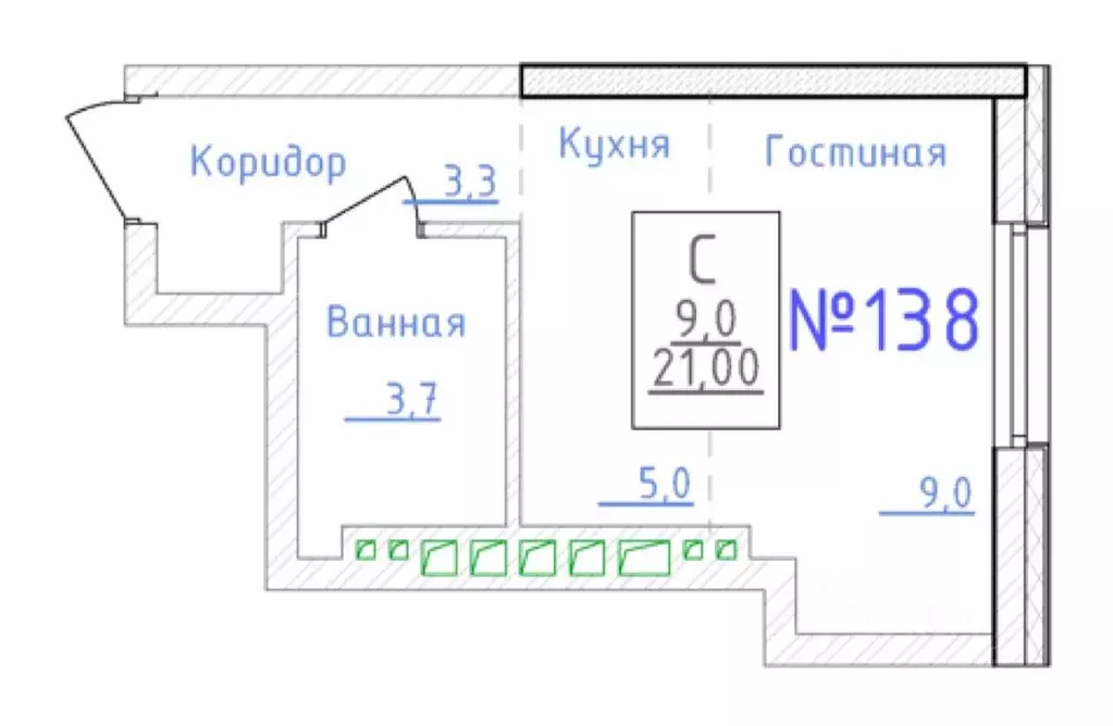 Студия Башкортостан, Уфа ул. Братьев Кадомцевых, 17 (21.0 м) - Фото 1