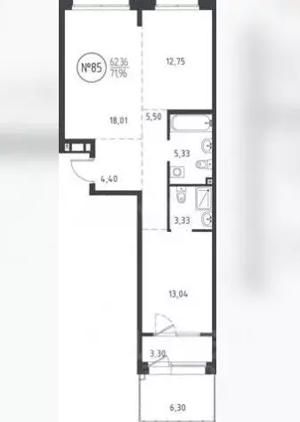 2-к кв. Иркутская область, Иркутск ул. Эдуарда Дьяконова, 10 (71.4 м) - Фото 0