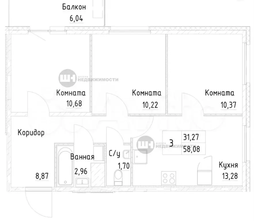 3-к. квартира, 60 м, 19/25 эт. - Фото 0