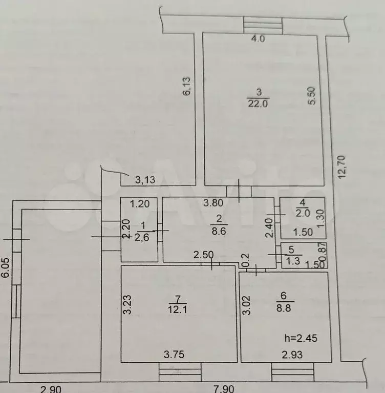 2-к. квартира, 74,9 м, 1/1 эт. - Фото 0