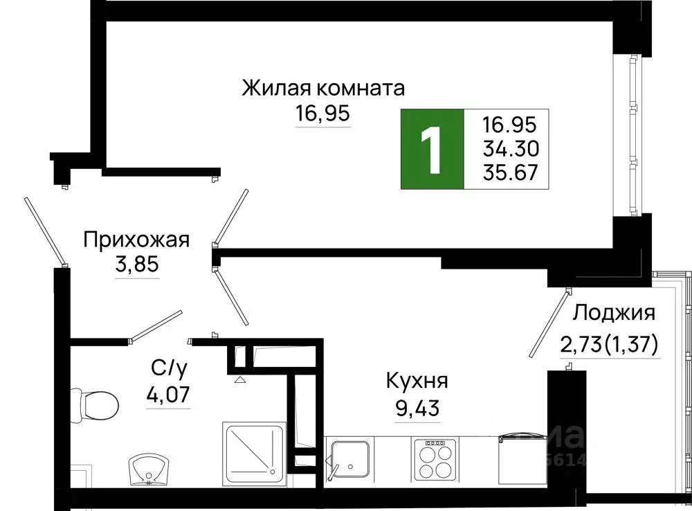 1-к кв. Ростовская область, Ростов-на-Дону Нефтекачка кв-л, Октябрь ... - Фото 0