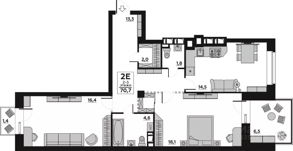 2-к кв. Волгоградская область, Волгоград пос. Ангарский, ул. ... - Фото 1