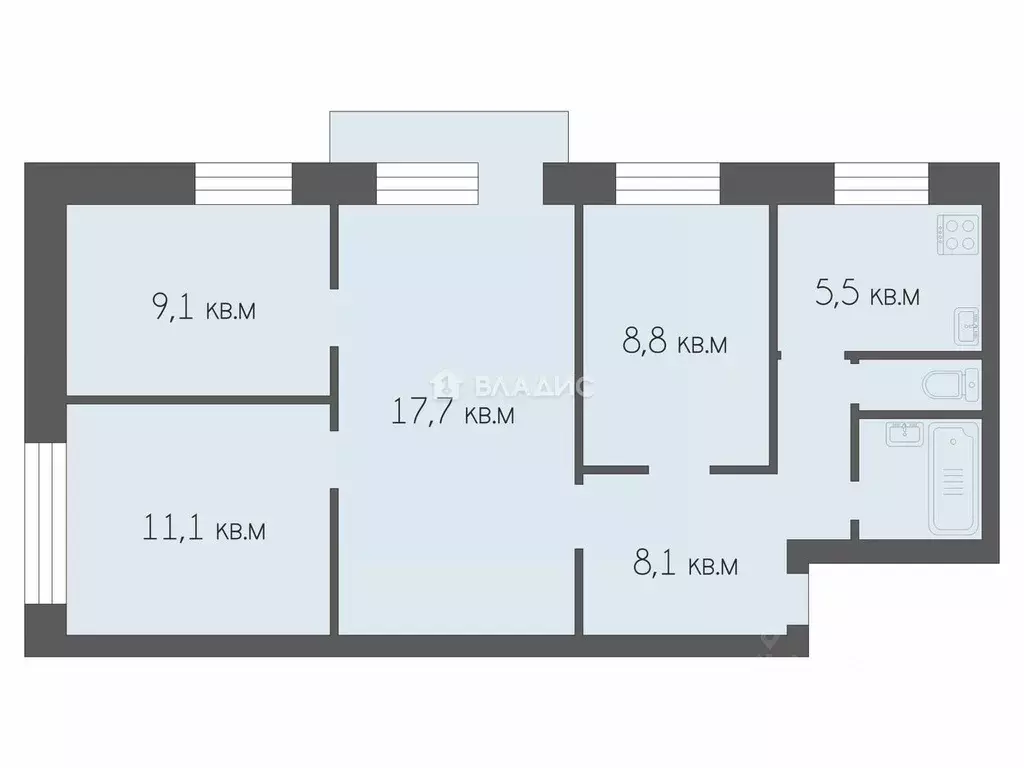 4-к кв. Рязанская область, Касимов Приокский мкр, 6 (63.8 м) - Фото 1