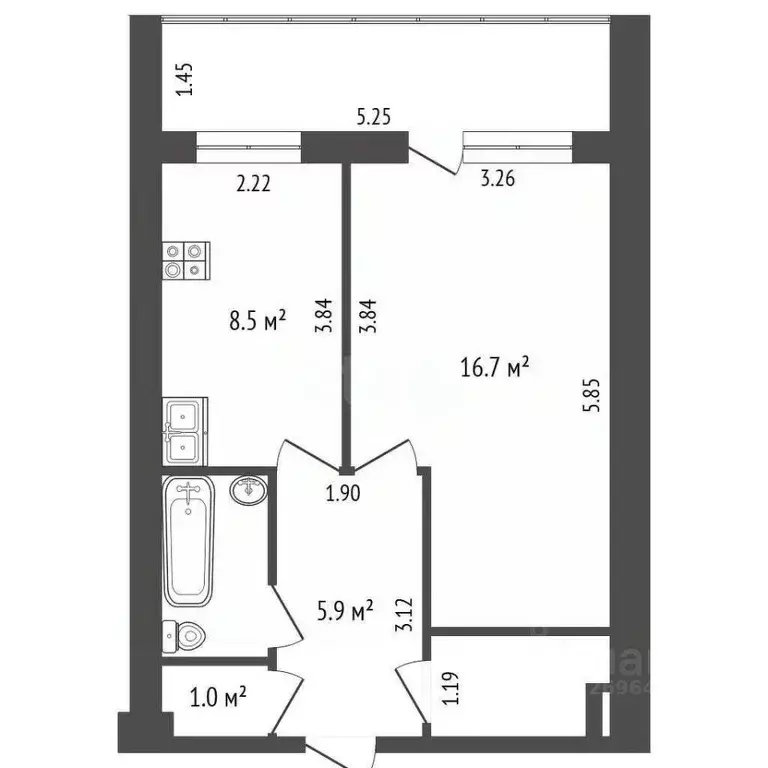 1-к кв. Московская область, Люберцы городской округ, Томилино пгт ул. ... - Фото 2