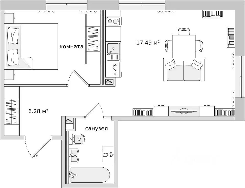 2-к кв. Санкт-Петербург ул. Плесецкая, 24 (67.36 м) - Фото 0