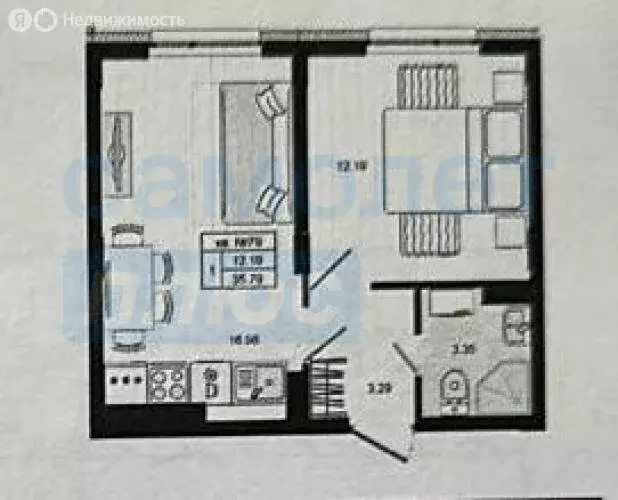 1-комнатная квартира: деревня Малое Верево, улица Кутышева, 9к2 (36 м) - Фото 0