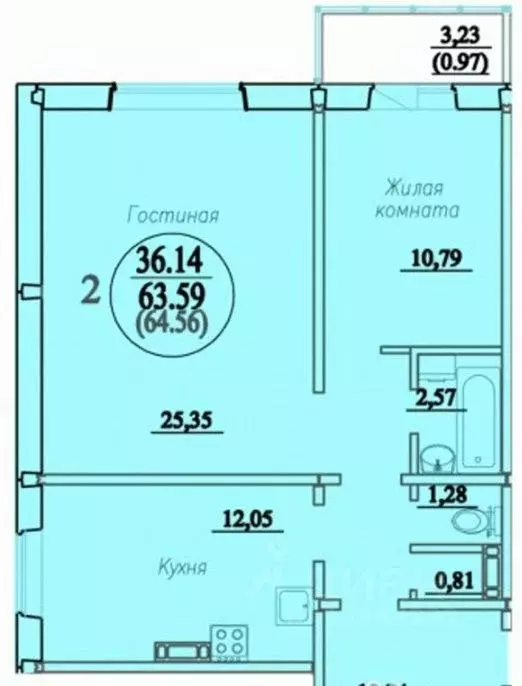 2-к кв. Новосибирская область, Новосибирск ул. В. Высоцкого (64.0 м) - Фото 0