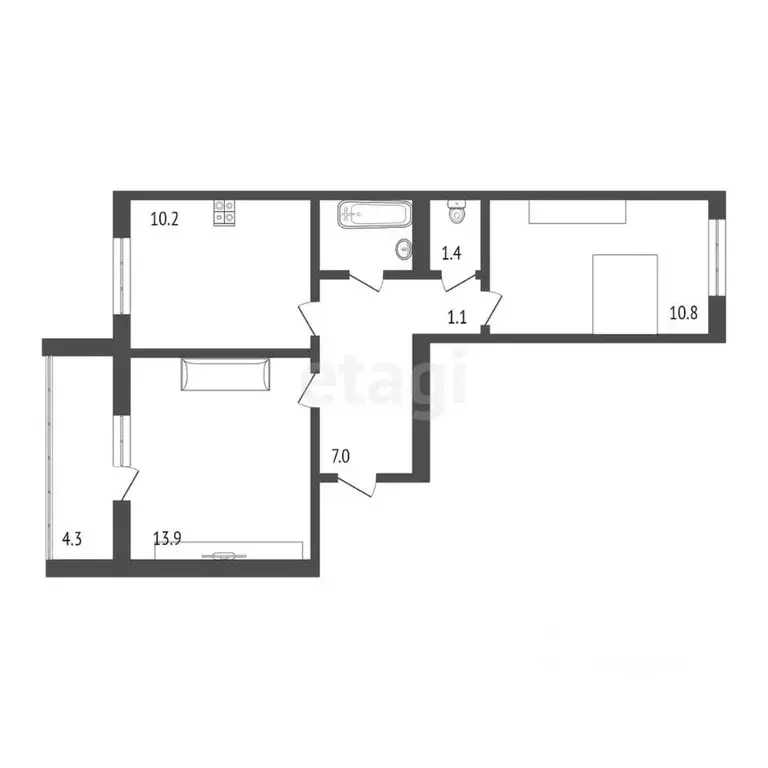 2-к кв. Тюменская область, Ишим ул. Григорова (47.7 м) - Фото 1