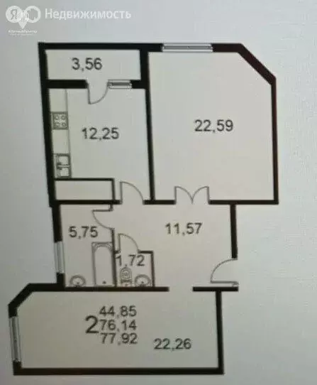 2-комнатная квартира: Рязань, Славянский проспект, 12 (75.9 м) - Фото 1