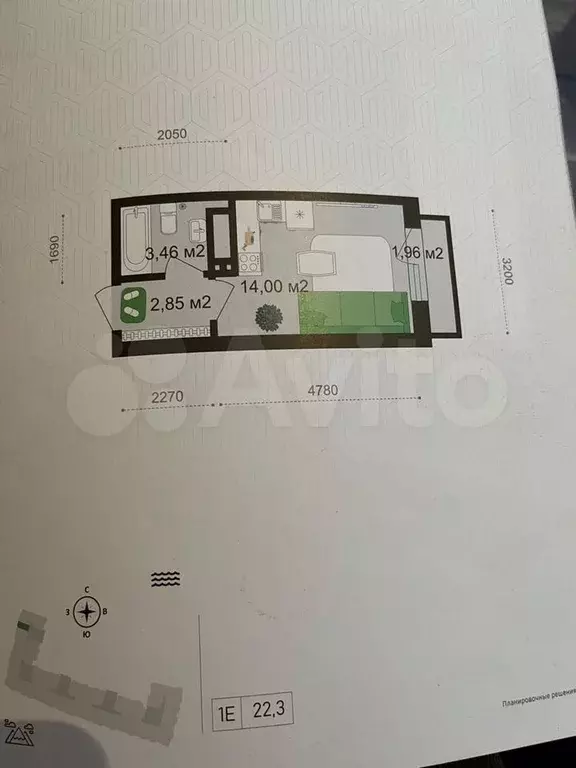 Квартира-студия, 23 м, 13/14 эт. - Фото 0