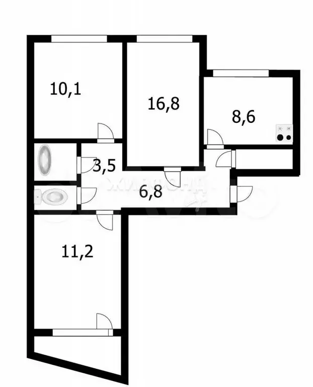 3-к. квартира, 62,2 м, 1/9 эт. - Фото 1