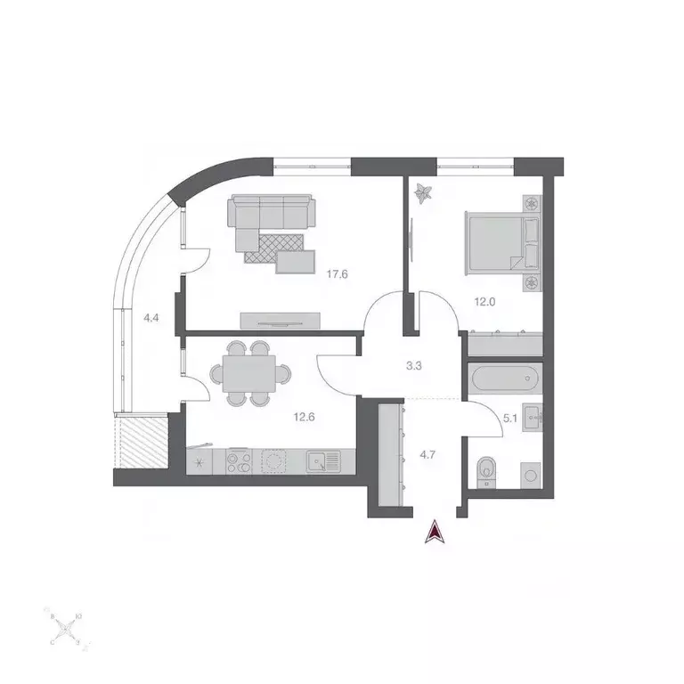 2-к кв. Новосибирская область, Новосибирск Беринг жилой квартал,  ... - Фото 0