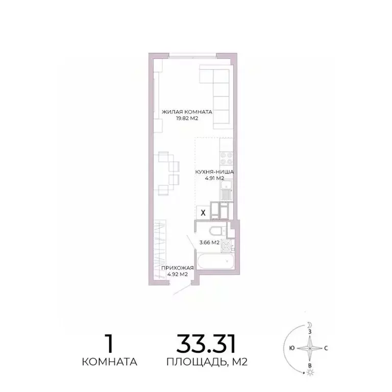 1-к кв. Пензенская область, Пенза Побочинская ул., с18 (33.31 м) - Фото 0