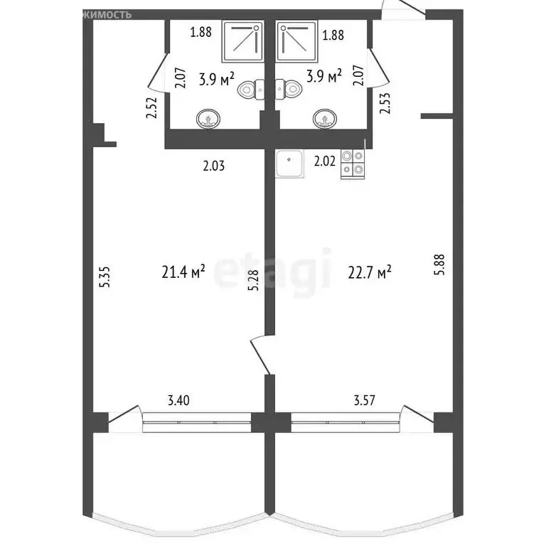 2-комнатная квартира: Алушта, Набережная улица, 24А (64.7 м) - Фото 1