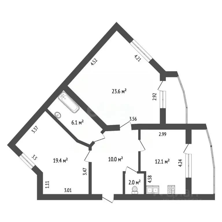 2-к кв. Калужская область, Калуга бул. Солнечный, 2 (73.2 м) - Фото 2