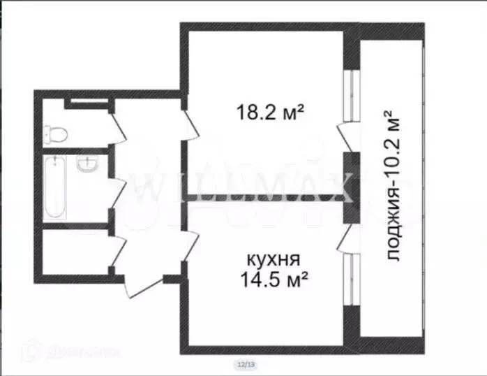 1-к. квартира, 49,3 м, 14/17 эт. - Фото 0