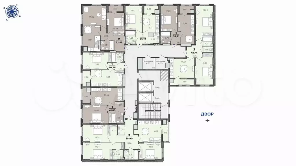 1-к. квартира, 36,2 м, 14/25 эт. - Фото 1
