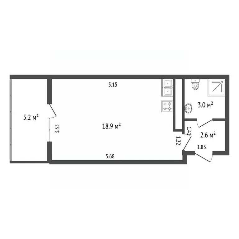 Студия Санкт-Петербург ул. Ультрамариновая, 8 (24.5 м) - Фото 2