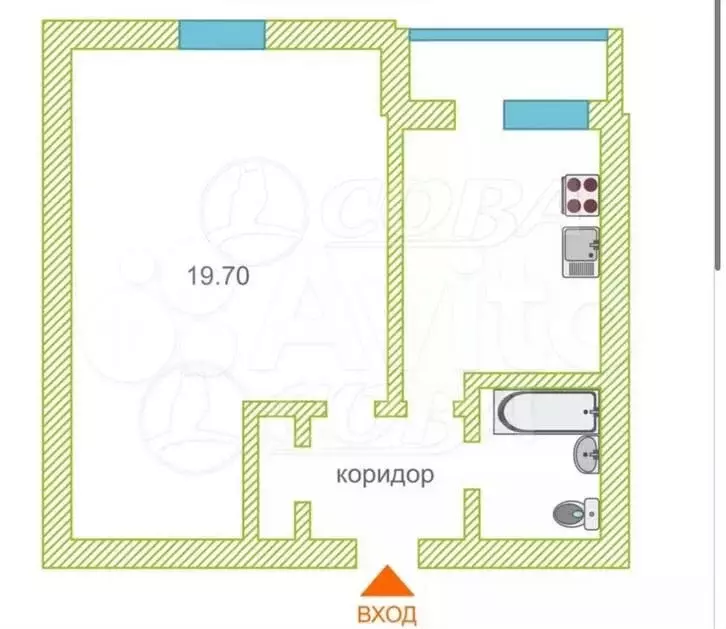 1-к. квартира, 36 м, 1/5 эт. - Фото 0