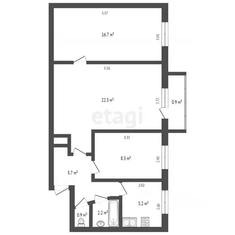 3-к кв. Крым, Евпатория ул. Некрасова, 85 (61.0 м) - Фото 2