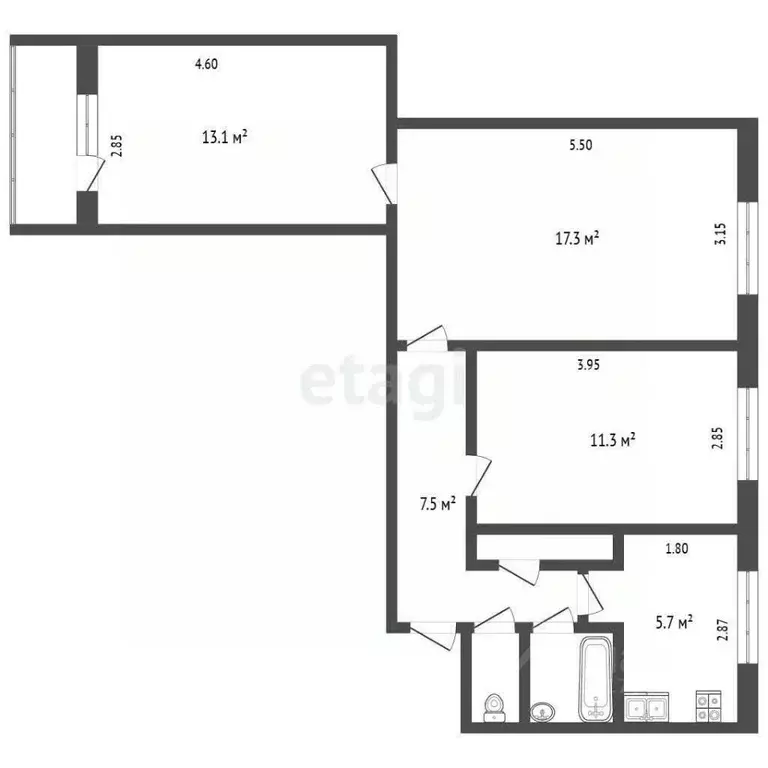 3-к кв. Ямало-Ненецкий АО, Новый Уренгой Юбилейная ул., 8 (58.3 м) - Фото 2