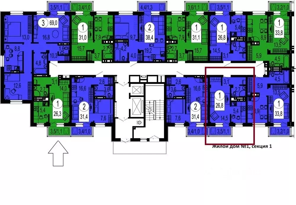 1-к кв. Красноярский край, Красноярск Лесопарковая ул., 21 (27.0 м) - Фото 1