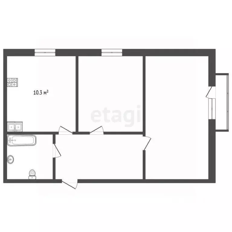 2-к кв. Тюменская область, Тюмень Олимпийская ул., 26 (48.2 м) - Фото 1