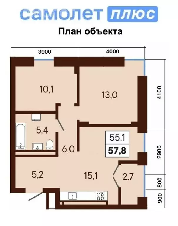 2-комнатная квартира: Екатеринбург, улица Блюхера, 38 (58 м) - Фото 0