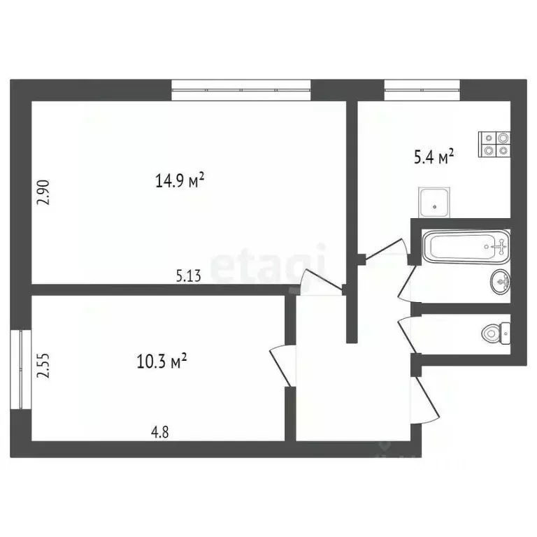 2-к кв. Камчатский край, Петропавловск-Камчатский ул. Павлова, 2 (39.1 ... - Фото 1