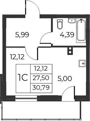 Квартира-студия: Новосибирск, улица Гоголя, 222 (30 м) - Фото 0