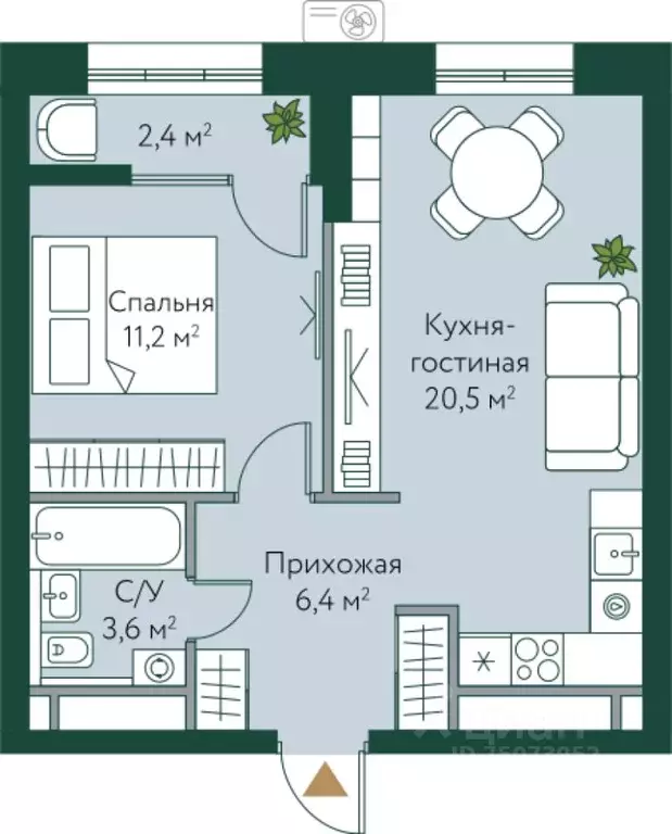 1-к кв. Волгоградская область, Волгоград Новосибирская ул., 74с1 (44.1 ... - Фото 1