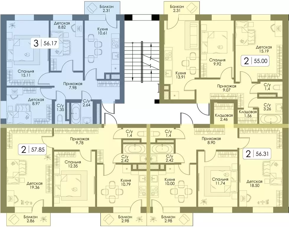 2-комнатная квартира: Гагарин, улица Строителей, 127 (57.85 м) - Фото 1