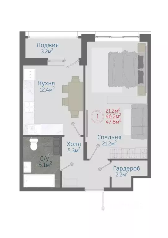 1-к кв. Воронежская область, Новоусманский район, пос. Отрадное ул. ... - Фото 1