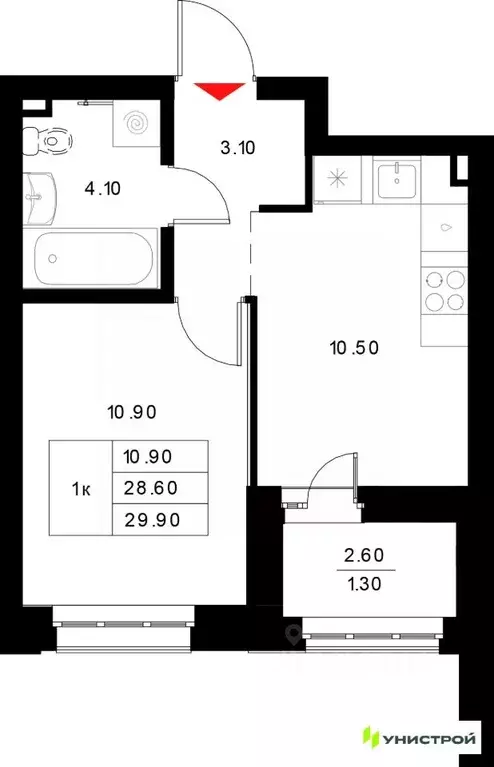 1-к кв. Татарстан, Казань Техническая ул. (29.9 м) - Фото 1