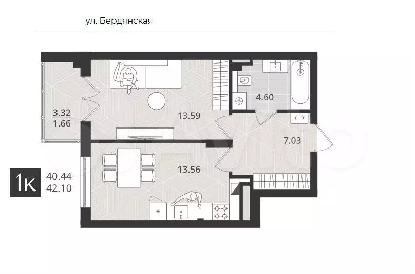 2-к. квартира, 61,8 м, 2/4 эт. - Фото 1